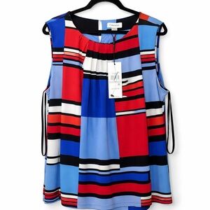 Calvin Klein Sleeveless Blouse Multicolor Striped NWT Size 1X